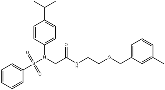 2-[4-isopropyl(phenylsulfonyl)anilino]-N-{2-[(3-methylbenzyl)sulfanyl]ethyl}acetamide Structure