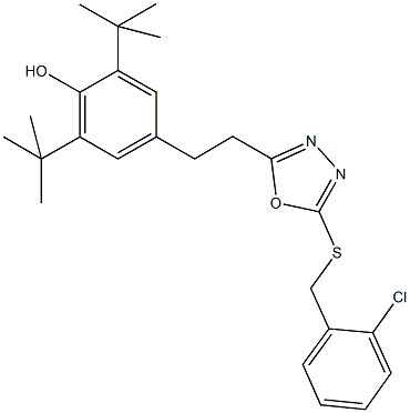 2,6-ditert-butyl-4-(2-{5-[(2-chlorobenzyl)sulfanyl]-1,3,4-oxadiazol-2-yl}ethyl)phenol Structure