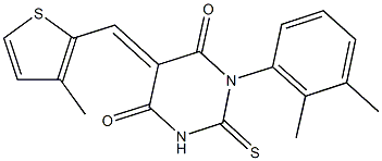 1-(2,3-dimethylphenyl)-5-[(3-methyl-2-thienyl)methylene]-2-thioxodihydro-4,6(1H,5H)-pyrimidinedione 化学構造式