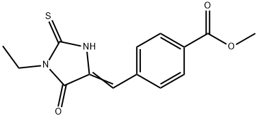 methyl 4-[(1-ethyl-5-oxo-2-thioxo-4-imidazolidinylidene)methyl]benzoate Struktur