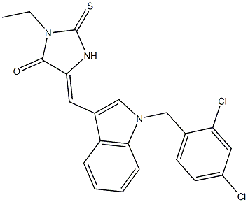 5-{[1-(2,4-dichlorobenzyl)-1H-indol-3-yl]methylene}-3-ethyl-2-thioxo-4-imidazolidinone Struktur