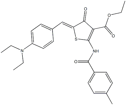 ethyl 5-[4-(diethylamino)benzylidene]-2-[(4-methylbenzoyl)amino]-4-oxo-4,5-dihydro-3-thiophenecarboxylate,508187-43-7,结构式