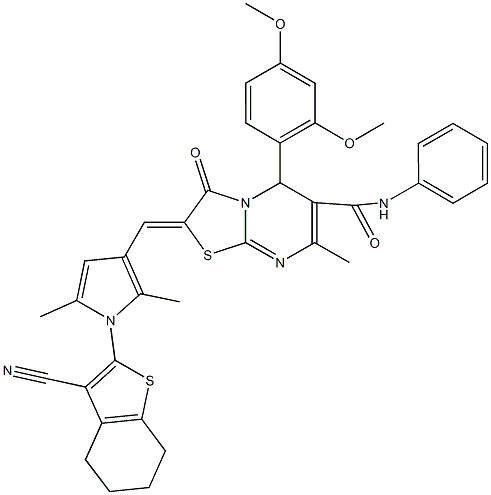 508188-76-9 2-{[1-(3-cyano-4,5,6,7-tetrahydro-1-benzothien-2-yl)-2,5-dimethyl-1H-pyrrol-3-yl]methylene}-5-(2,4-dimethoxyphenyl)-7-methyl-3-oxo-N-phenyl-2,3-dihydro-5H-[1,3]thiazolo[3,2-a]pyrimidine-6-carboxamide