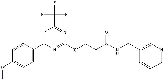3-{[4-(4-methoxyphenyl)-6-(trifluoromethyl)-2-pyrimidinyl]sulfanyl}-N-(3-pyridinylmethyl)propanamide Structure