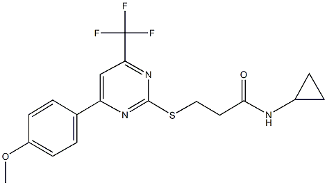 N-cyclopropyl-3-{[4-(4-methoxyphenyl)-6-(trifluoromethyl)-2-pyrimidinyl]sulfanyl}propanamide Structure