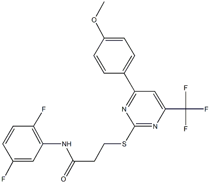 N-(2,5-difluorophenyl)-3-{[4-(4-methoxyphenyl)-6-(trifluoromethyl)-2-pyrimidinyl]sulfanyl}propanamide Structure