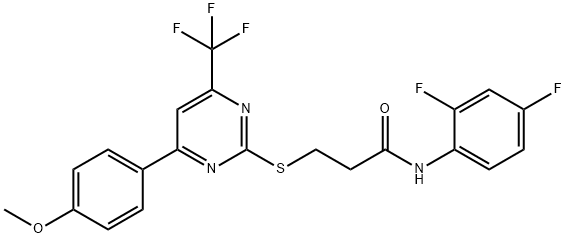 N-(2,4-difluorophenyl)-3-{[4-(4-methoxyphenyl)-6-(trifluoromethyl)-2-pyrimidinyl]sulfanyl}propanamide Struktur