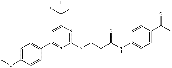 N-(4-acetylphenyl)-3-{[4-(4-methoxyphenyl)-6-(trifluoromethyl)-2-pyrimidinyl]sulfanyl}propanamide Structure