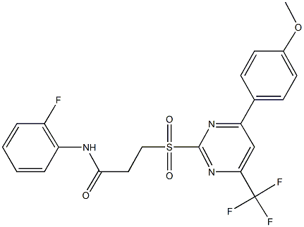 N-(2-fluorophenyl)-3-{[4-(4-methoxyphenyl)-6-(trifluoromethyl)-2-pyrimidinyl]sulfonyl}propanamide Structure