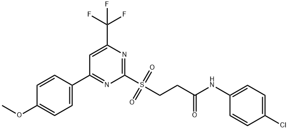 N-(4-chlorophenyl)-3-{[4-(4-methoxyphenyl)-6-(trifluoromethyl)-2-pyrimidinyl]sulfonyl}propanamide Struktur