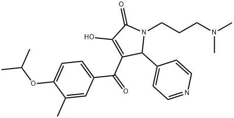 1-[3-(dimethylamino)propyl]-3-hydroxy-4-(4-isopropoxy-3-methylbenzoyl)-5-(4-pyridinyl)-1,5-dihydro-2H-pyrrol-2-one 化学構造式