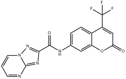 N-[2-oxo-4-(trifluoromethyl)-2H-chromen-7-yl][1,2,4]triazolo[1,5-a]pyrimidine-2-carboxamide 结构式