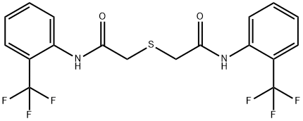 2-({2-oxo-2-[2-(trifluoromethyl)anilino]ethyl}sulfanyl)-N-[2-(trifluoromethyl)phenyl]acetamide Struktur