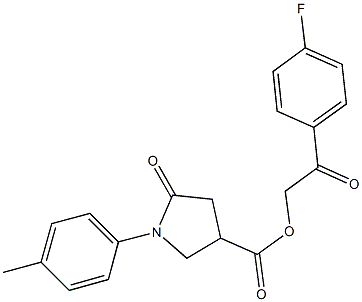 2-(4-fluorophenyl)-2-oxoethyl 1-(4-methylphenyl)-5-oxo-3-pyrrolidinecarboxylate Struktur