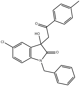 1-benzyl-5-chloro-3-hydroxy-3-[2-(4-methylphenyl)-2-oxoethyl]-1,3-dihydro-2H-indol-2-one,510722-01-7,结构式