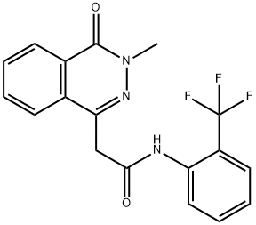2-(3-methyl-4-oxo-3,4-dihydro-1-phthalazinyl)-N-[2-(trifluoromethyl)phenyl]acetamide 化学構造式