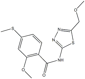 2-methoxy-N-[5-(methoxymethyl)-1,3,4-thiadiazol-2-yl]-4-(methylsulfanyl)benzamide,510763-49-2,结构式