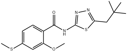 2-methoxy-4-(methylsulfanyl)-N-(5-neopentyl-1,3,4-thiadiazol-2-yl)benzamide Structure