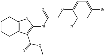 methyl 2-{[(4-bromo-2-chlorophenoxy)acetyl]amino}-4,5,6,7-tetrahydro-1-benzothiophene-3-carboxylate Structure