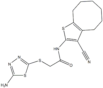 2-[(5-amino-1,3,4-thiadiazol-2-yl)sulfanyl]-N-(3-cyano-4,5,6,7,8,9-hexahydrocycloocta[b]thien-2-yl)acetamide Structure