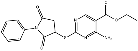 ethyl 4-amino-2-[(2,5-dioxo-1-phenylpyrrolidin-3-yl)sulfanyl]pyrimidine-5-carboxylate Struktur
