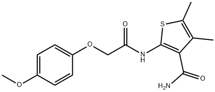 2-{[(4-methoxyphenoxy)acetyl]amino}-4,5-dimethyl-3-thiophenecarboxamide Struktur