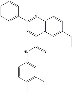 N-(3,4-dimethylphenyl)-6-ethyl-2-phenyl-4-quinolinecarboxamide Struktur