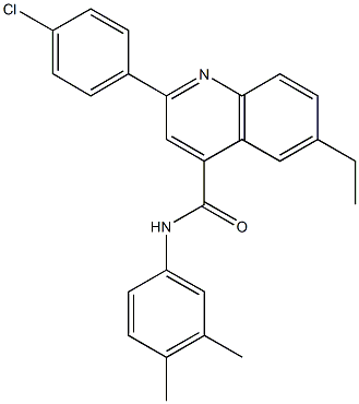 2-(4-chlorophenyl)-N-(3,4-dimethylphenyl)-6-ethyl-4-quinolinecarboxamide 结构式