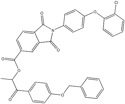 2-[4-(benzyloxy)phenyl]-1-methyl-2-oxoethyl 2-[4-(2-chlorophenoxy)phenyl]-1,3-dioxo-5-isoindolinecarboxylate Struktur