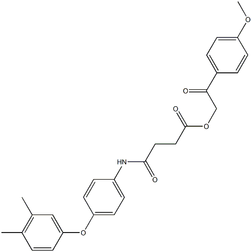 2-(4-methoxyphenyl)-2-oxoethyl 4-[4-(3,4-dimethylphenoxy)anilino]-4-oxobutanoate 化学構造式