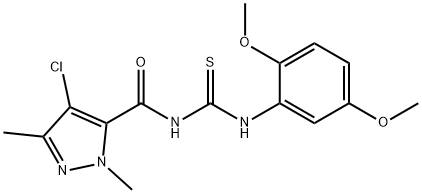 N-[(4-chloro-1,3-dimethyl-1H-pyrazol-5-yl)carbonyl]-N'-(2,5-dimethoxyphenyl)thiourea Struktur