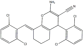 2-amino-8-(2,6-dichlorobenzylidene)-4-(2,6-dichlorophenyl)-5,6,7,8-tetrahydro-4H-chromene-3-carbonitrile Structure