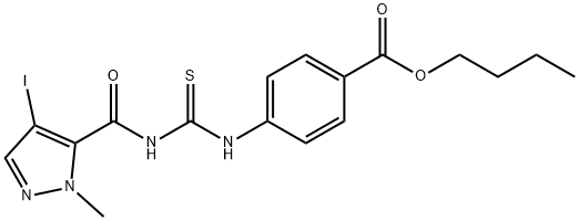 butyl 4-[({[(4-iodo-1-methyl-1H-pyrazol-5-yl)carbonyl]amino}carbothioyl)amino]benzoate Structure