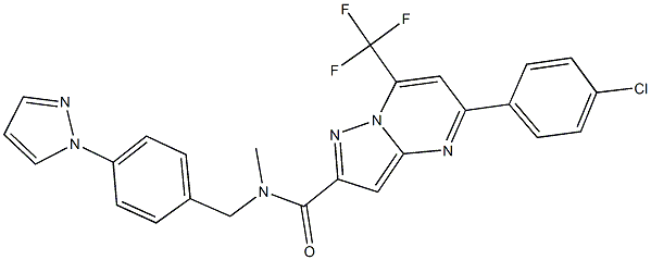 5-(4-chlorophenyl)-N-methyl-N-[4-(1H-pyrazol-1-yl)benzyl]-7-(trifluoromethyl)pyrazolo[1,5-a]pyrimidine-2-carboxamide 结构式