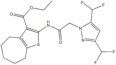 ethyl 2-({[3,5-bis(difluoromethyl)-1H-pyrazol-1-yl]acetyl}amino)-5,6,7,8-tetrahydro-4H-cyclohepta[b]thiophene-3-carboxylate Structure