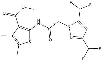 methyl 2-({[3,5-bis(difluoromethyl)-1H-pyrazol-1-yl]acetyl}amino)-4,5-dimethyl-3-thiophenecarboxylate,512808-70-7,结构式
