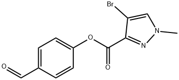 4-formylphenyl 4-bromo-1-methyl-1H-pyrazole-3-carboxylate 化学構造式
