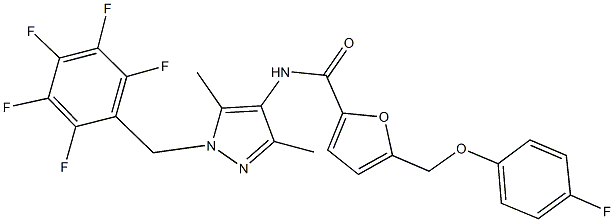 N-[3,5-dimethyl-1-(2,3,4,5,6-pentafluorobenzyl)-1H-pyrazol-4-yl]-5-[(4-fluorophenoxy)methyl]-2-furamide Structure