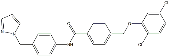 4-[(2,5-dichlorophenoxy)methyl]-N-[4-(1H-pyrazol-1-ylmethyl)phenyl]benzamide Struktur