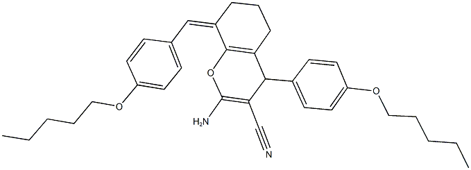 2-amino-8-[4-(pentyloxy)benzylidene]-4-[4-(pentyloxy)phenyl]-5,6,7,8-tetrahydro-4H-chromene-3-carbonitrile 化学構造式