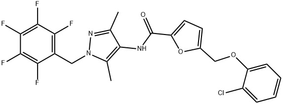 5-[(2-chlorophenoxy)methyl]-N-[3,5-dimethyl-1-(2,3,4,5,6-pentafluorobenzyl)-1H-pyrazol-4-yl]-2-furamide 结构式