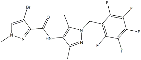 4-bromo-N-[3,5-dimethyl-1-(2,3,4,5,6-pentafluorobenzyl)-1H-pyrazol-4-yl]-1-methyl-1H-pyrazole-3-carboxamide 化学構造式