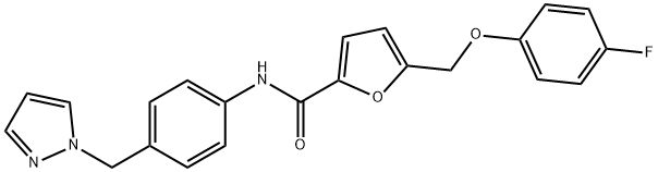 5-[(4-fluorophenoxy)methyl]-N-[4-(1H-pyrazol-1-ylmethyl)phenyl]-2-furamide 结构式