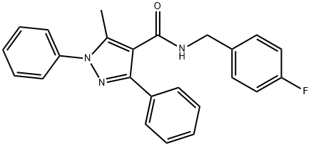 N-(4-fluorobenzyl)-5-methyl-1,3-diphenyl-1H-pyrazole-4-carboxamide Struktur
