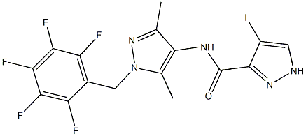 N-[3,5-dimethyl-1-(2,3,4,5,6-pentafluorobenzyl)-1H-pyrazol-4-yl]-4-iodo-1H-pyrazole-3-carboxamide,512811-55-1,结构式