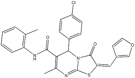 5-(4-chlorophenyl)-2-(3-furylmethylene)-7-methyl-N-(2-methylphenyl)-3-oxo-2,3-dihydro-5H-[1,3]thiazolo[3,2-a]pyrimidine-6-carboxamide,512811-69-7,结构式