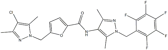 5-[(4-chloro-3,5-dimethyl-1H-pyrazol-1-yl)methyl]-N-[3,5-dimethyl-1-(2,3,4,5,6-pentafluorobenzyl)-1H-pyrazol-4-yl]-2-furamide,512811-82-4,结构式