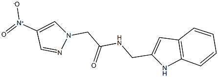 2-{4-nitro-1H-pyrazol-1-yl}-N-(1H-indol-2-ylmethyl)acetamide 结构式