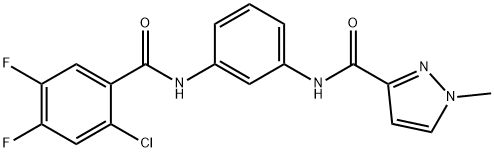 N-{3-[(2-chloro-4,5-difluorobenzoyl)amino]phenyl}-1-methyl-1H-pyrazole-3-carboxamide 结构式