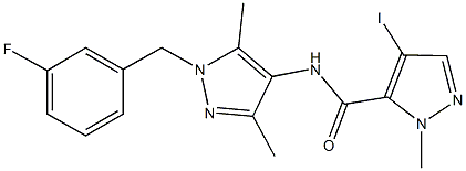 N-[1-(3-fluorobenzyl)-3,5-dimethyl-1H-pyrazol-4-yl]-4-iodo-1-methyl-1H-pyrazole-5-carboxamide Structure